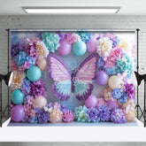 Lofaris Lavender Fancy Floral Butterfly Wedding Backdrop